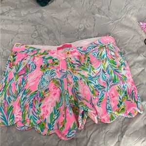 Lilly Pulitzer Vibrant Pink and Green High Waist Shorts